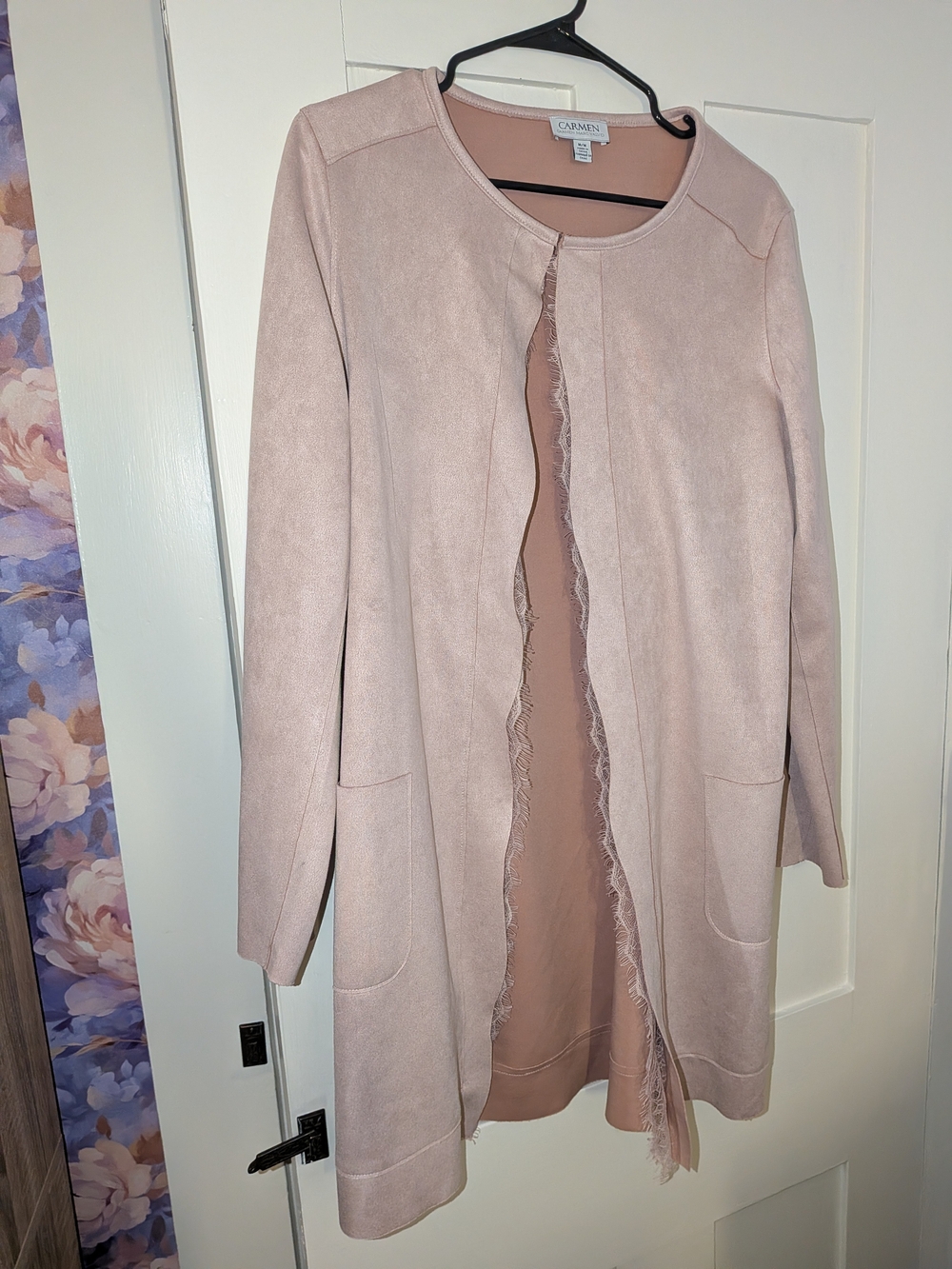 Carmen Marc Valvo Dusty Blush Open-Front Jacket